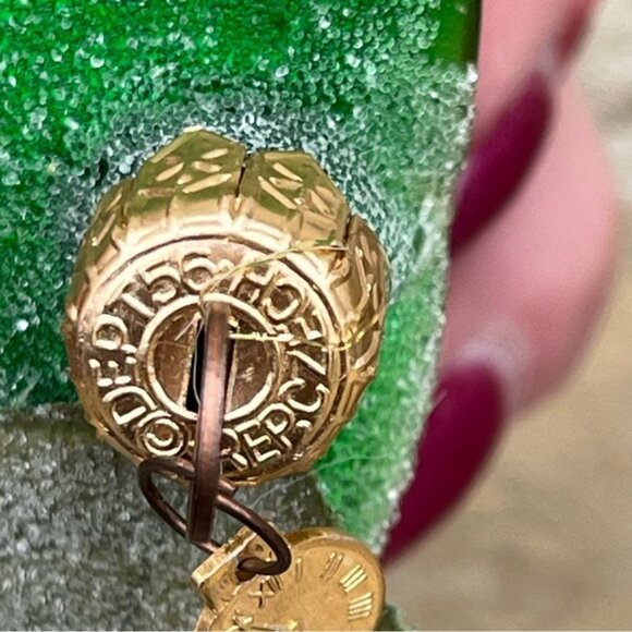 Vintage Dept. 56 Blown Glass "Sugared" Half Apple Ornaments Set of 2 - Picture 5 of 13